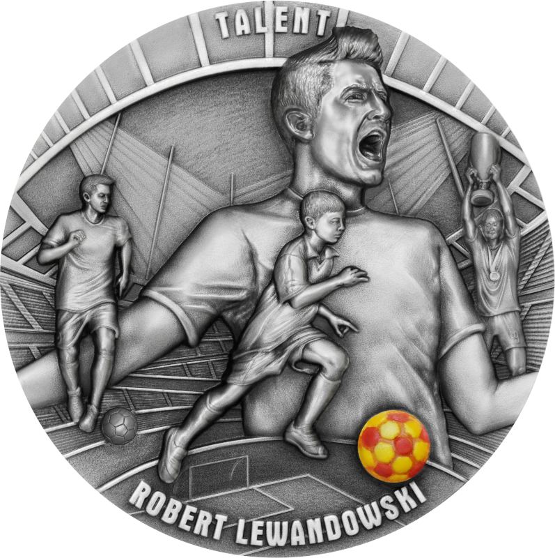 Robert Lewandowski na serii monet Mennicy Gdańskiej