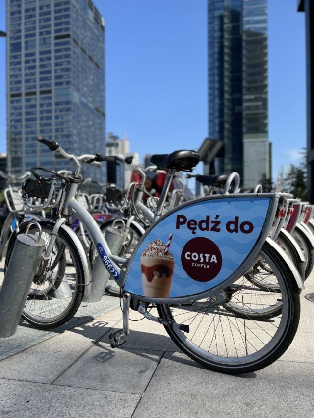 Reklamy Costa Coffee na rowerach i w aplikacji Nextbike Polska