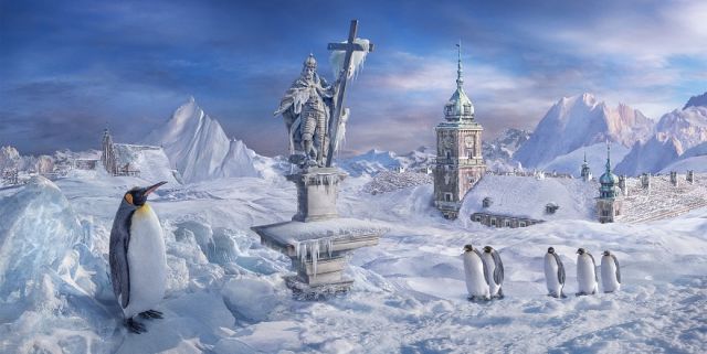 Wizualizacja polskich miast pokrytych lodem – kampania programu BBC Earth