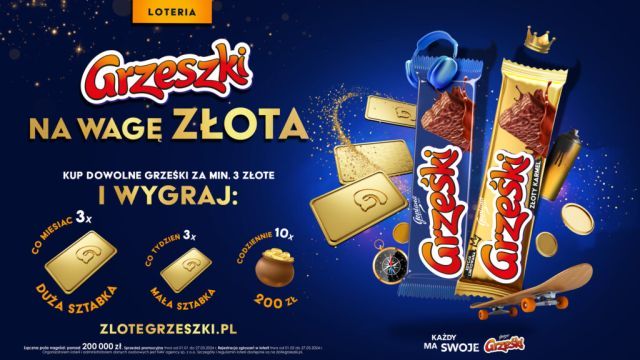 Sztabki złota w loterii marki Grześki „Grzeszki na wagę złota”